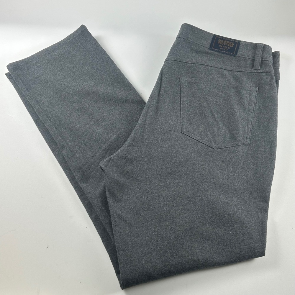 Brooks Brothers Mens 36x32 Straight Leg 5-Pocket Pants Gray Cotton Stretch